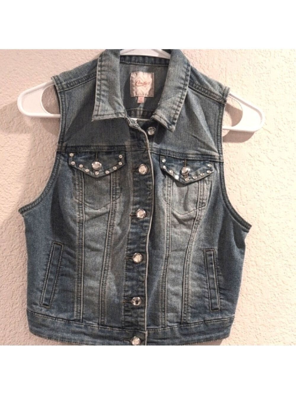 Candie's Light Blue Denim Vest With Embellishments And Studs.Size Small.GUC